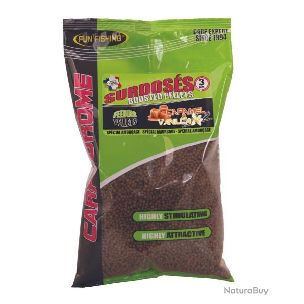 FUN FISHING PELLETS AMOR�AGE SURDOS� 3MM CARAMEL & VANILLA 700GR