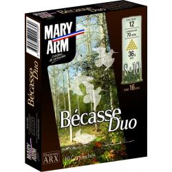 Cartouches MARY ARM BECASSE DUO - Cal: 12/70 - 36gr - N&deg;8+10 - BG: Rose - DISPERSSEUR ARX - X10