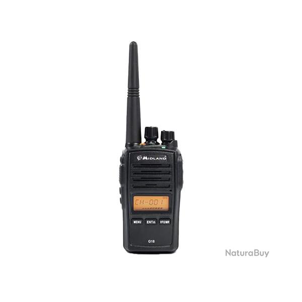Midland Talkie-walkie G18Pro - Noir - Radio PMR446 | LCD | IP67 | 500mW