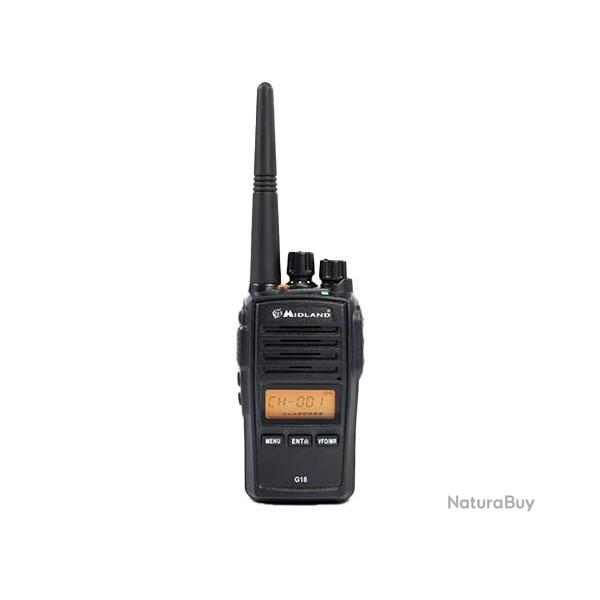 Midland Talkie-walkie G18 PRO - Noir - Radio PMR446 | LCD | IP67 | 500mW