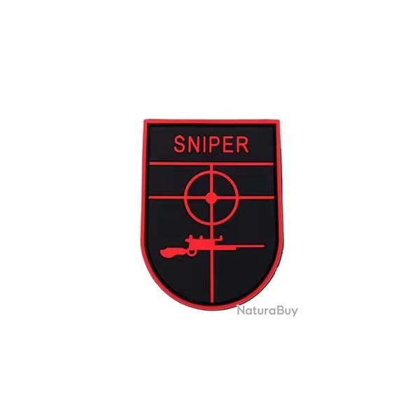 Patch Sniper - Noir/rouge - PVC - velcro - Livraison gratuite