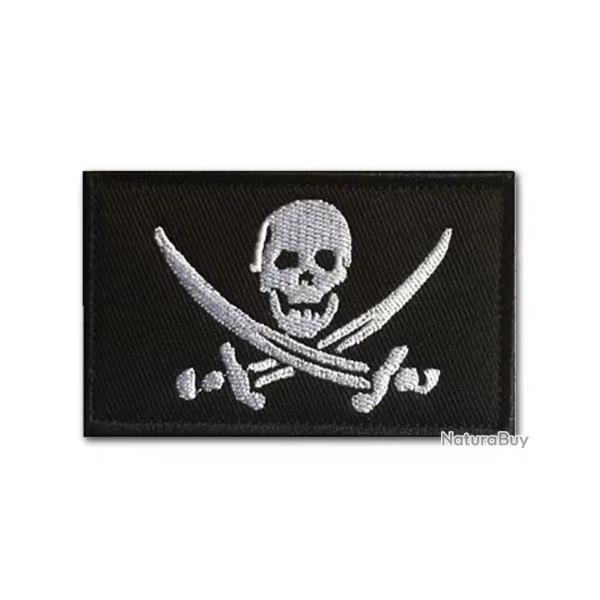 Patch Drapeau - Pirate 1 - Noir - velcro - Livraison gratuite