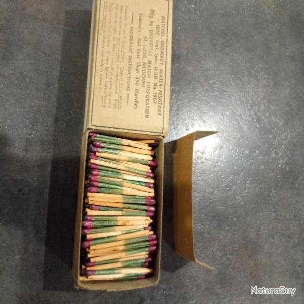 Rare boite contenant 350 allumettes traites anti-humidit pour utilisation terrain arme US WWII !
