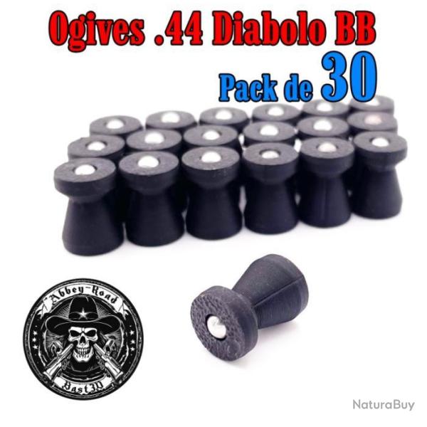 Balle tir r�duit .44 ogive diabolo BB plastique - Pack de 30 - Bast3D