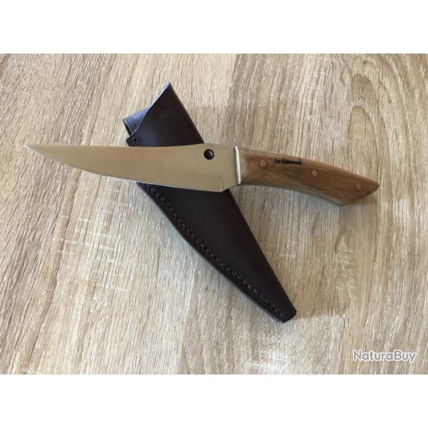 Couteau outdoor multi usage Le Garenne acier inoxydable Z40C13 100% fait main �tui cuir v�ritable