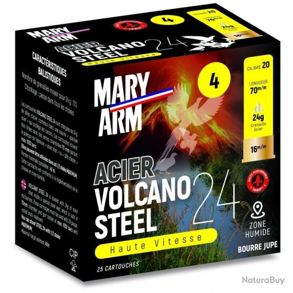 25 Cartouches de Chasse Mary Arm Cal.20 Volcano Acier 4