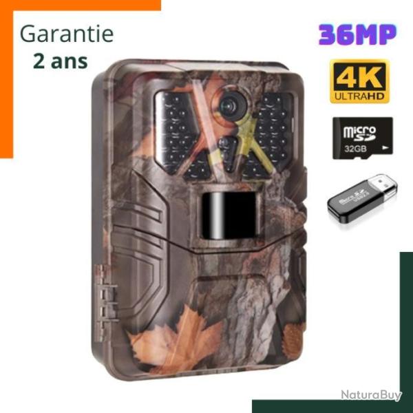 Garantie 2 ans - Cam�ra de chasse 4K 36MP - For�t - Livraison gratuite