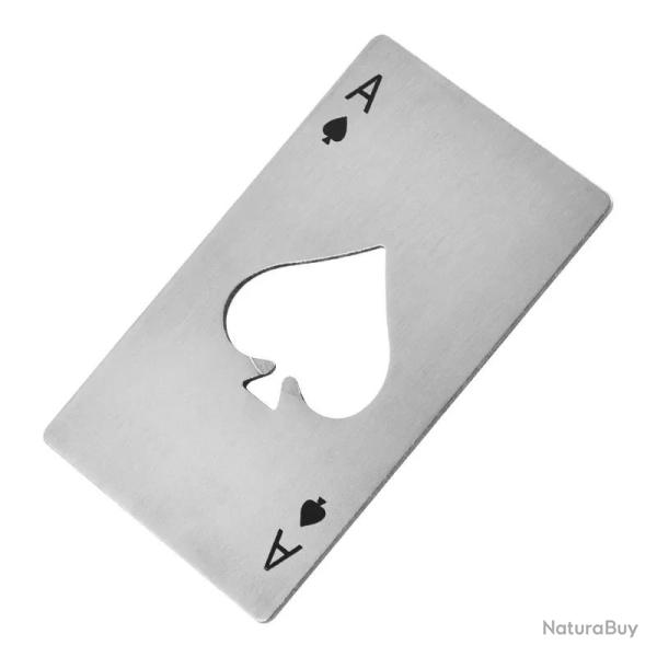 Carte de poker as de pique ouvre bouteille argent en acier inoxydable personnalisable