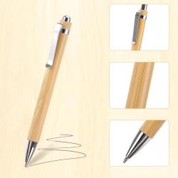 Stylo &agrave; bille en bois de bambou encre noire &agrave; personnaliser