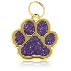 Pendentif patte de chien Violet / Dor&eacute; pour animaux de compagnie personnalisable