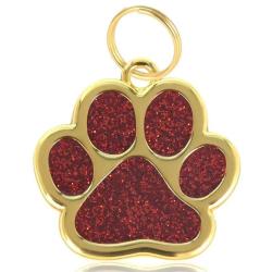 Pendentif patte de chien Rouge / Dor&eacute; pour animaux de compagnie personnalisable