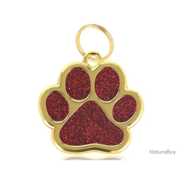 Pendentif patte de chien Rouge / Dor� pour animaux de compagnie personnalisable