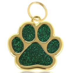 Pendentif patte de chien Vert / Dor&eacute; pour animaux de compagnie personnalisable