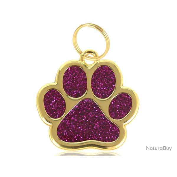 Pendentif patte de chien Rose-Rouge / Dor� pour animaux de compagnie personnalisable