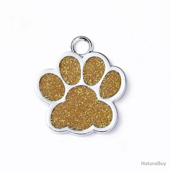Pendentif patte de chien Dor� / Argent� pour animaux de compagnie personnalisable
