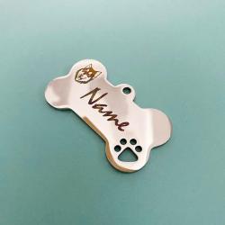 Pendentif Petit Mod&egrave;le OS Argent&eacute; pour animaux de compagnie en acier inoxydable &agrave; personnaliser