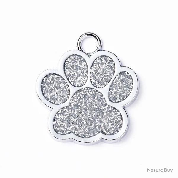 Pendentif patte de chien Argent� / Argent� pour animaux de compagnie personnalisable