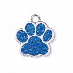 Pendentif patte de chien Bleu / Argent&eacute; pour animaux de compagnie personnalisable