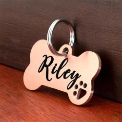 M&eacute;daille OS Rose Dor&eacute; pour animaux de compagnie en acier inoxydable personnalisable