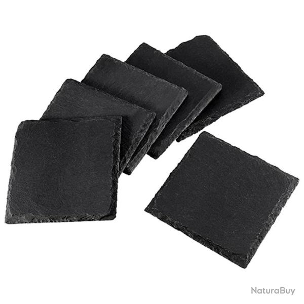 Dessous de verre carr� x8 en ardoise de 10 cm � personnaliser