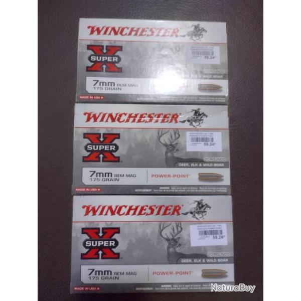 Lot de trois bo�tes de balles winchester power point calibre 7rm 175 grains