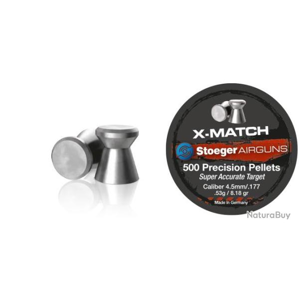 Stoeger boite de 500 plomb a air X-MATCH 4.5mm 0.53g 10 boites / 5000 plombs