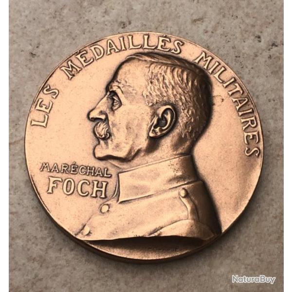 M�daille Bronze Mar�chal FOCH par Prud'Homme 50mm 80 grammes ww1  France