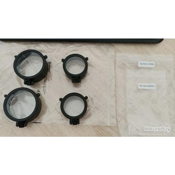 4 BONNETTES FLIP-CAPS - 2 X � 43 mm + 2 X � 57 mm