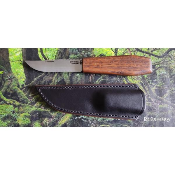 Opinel custom N�10 lame fixe CERCUEIL + �tui en cuir PI�CE UNIQUE.