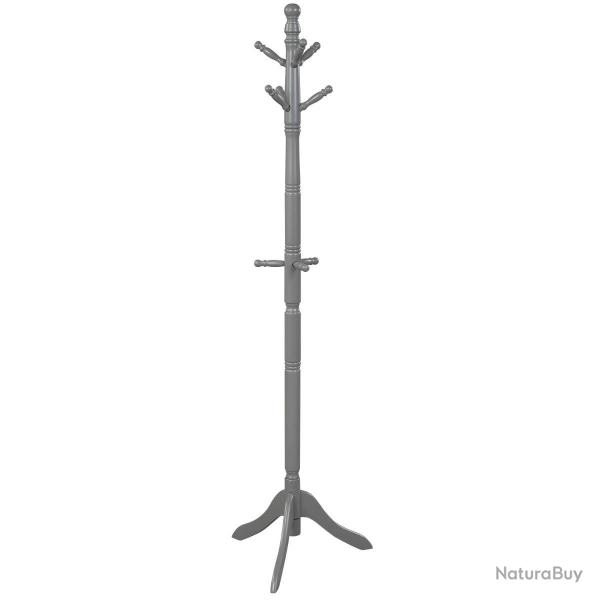 Porte-manteau � 9 crochets en bois massif hauteur r�glable pour chambre salon entr�e gris 20_0005396