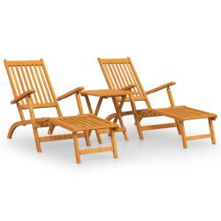Chaises longues d'ext&eacute;rieur repose-pieds et table 167 x 56 x 75 cm acacia solide 02_0011918