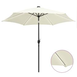 Parasol avec led et m&acirc;t en aluminium 300 cm blanc sable 02_0008083