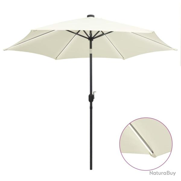 Parasol avec led et m�t en aluminium 300 cm blanc sable 02_0008083
