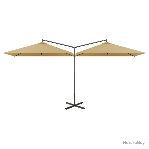 Parasol double avec m�t en acier taupe 600 x 300 cm 02_0008434