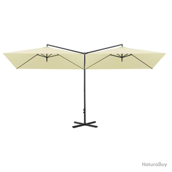 Parasol double avec m�t en acier sable 600 x 300 cm 02_0008432