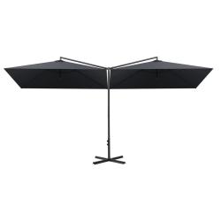 Parasol double avec m&acirc;t en acier 600 x 300 cm anthracite 02_0008424