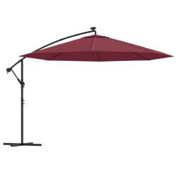 Parasol d&eacute;port&eacute; avec lumi&egrave;res led rouge bordeaux 350 cm 02_0008458
