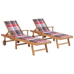Lot de 2 transats chaise longue bain de soleil lit de jardin terrasse meuble d'ext&eacute;rieur avec couss
