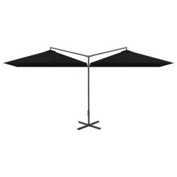 Parasol double avec m&acirc;t en acier noir 600 x 300 cm 02_0008428