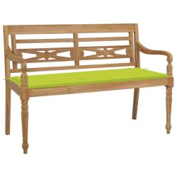 Banc de jardin meuble de patio d'ext&eacute;rieur terrasse avec coussin vert vif 120 cm bois de teck massi