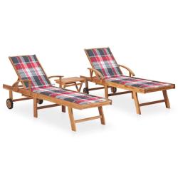 Lot de 2 transats chaise longue bain de soleil lit de jardin terrasse meuble d'ext&eacute;rieur avec table