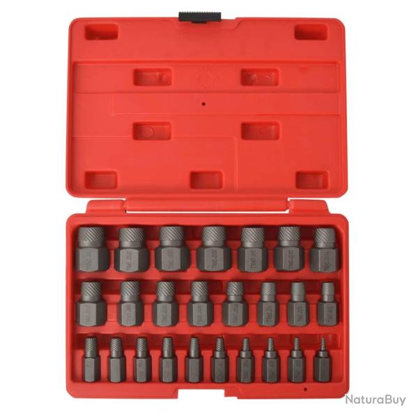 Kit d'extracteurs de vis � cannelures multiples acier 25 pi�ces 02_0003973