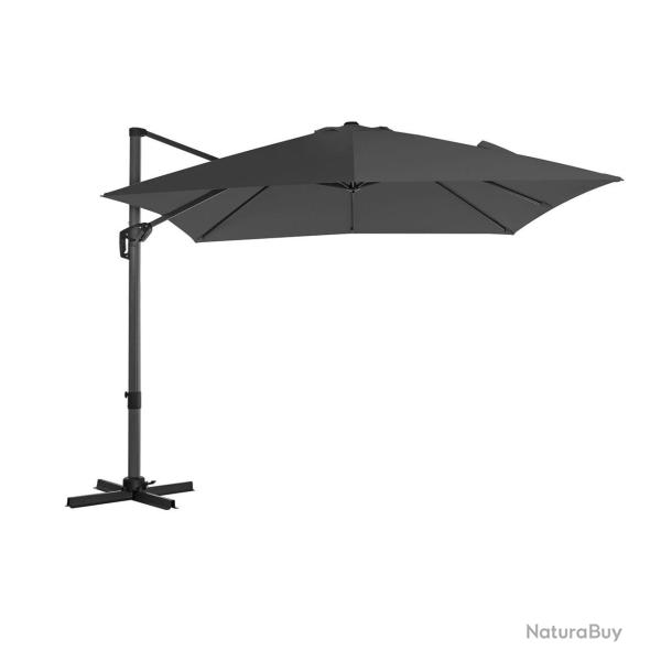 Parasol d�centr� de jardin 3 x 3 m ombrelle de terrasse toile carr�e protection solaire upf 50+ rot