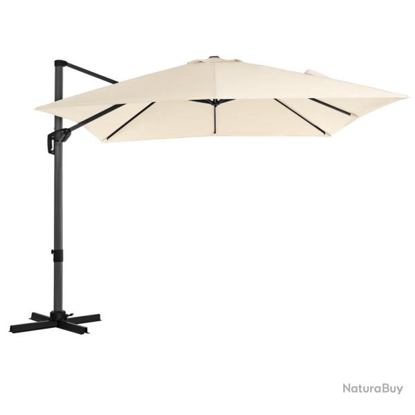 Parasol d�centr� de jardin 3 x 3 m ombrelle de terrasse toile carr�e protection solaire upf 50+ rot