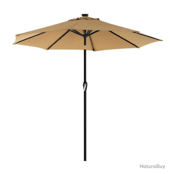 Parasol de jardin avec ampoules led � �nergie solaire ombrelle de terrasse diam�tre 3 m protection