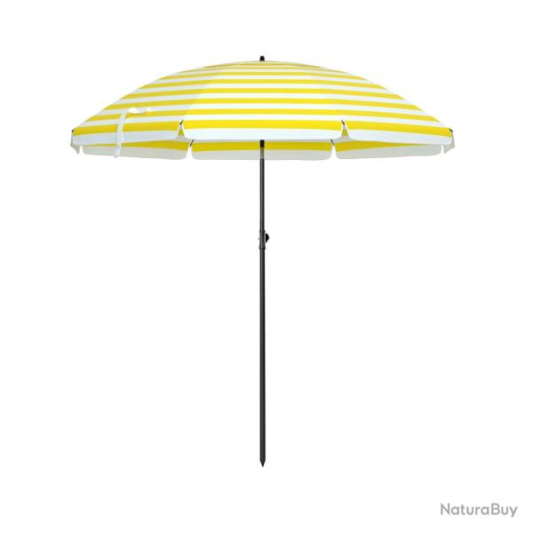 Parasol de plage diam�tre 2 m ombrelle de jardin protection UPF 50+ inclinable portable r�sistant a
