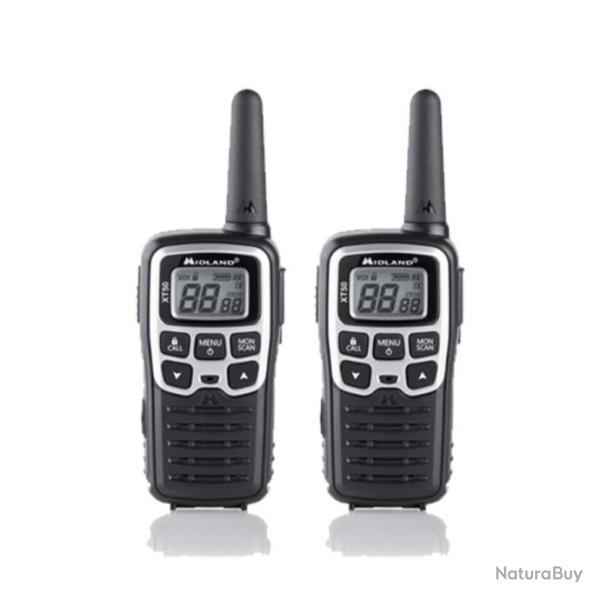 Midland XT50 Noir Radio Dual Band PMR446 Blister 2pcs | Walkie-Talkie