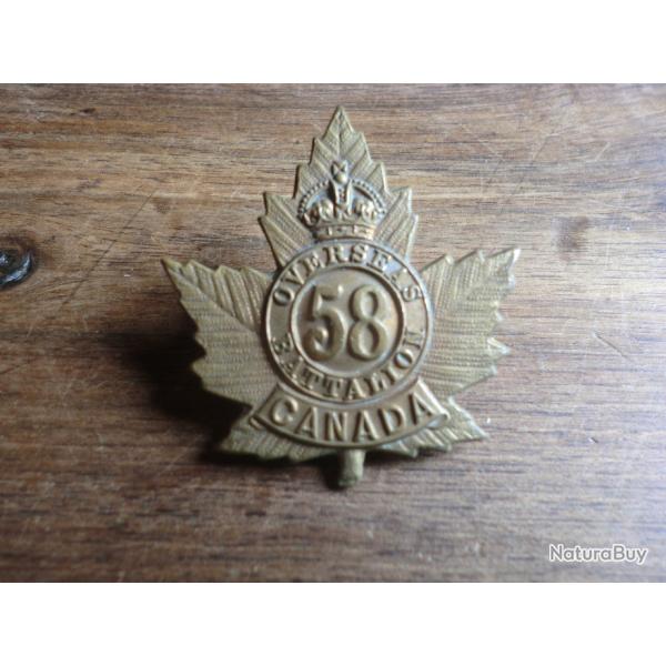 insigne casquette du 58 eme bataillon canada