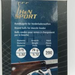 200 BALLES HN .375 (9.53) RONDE