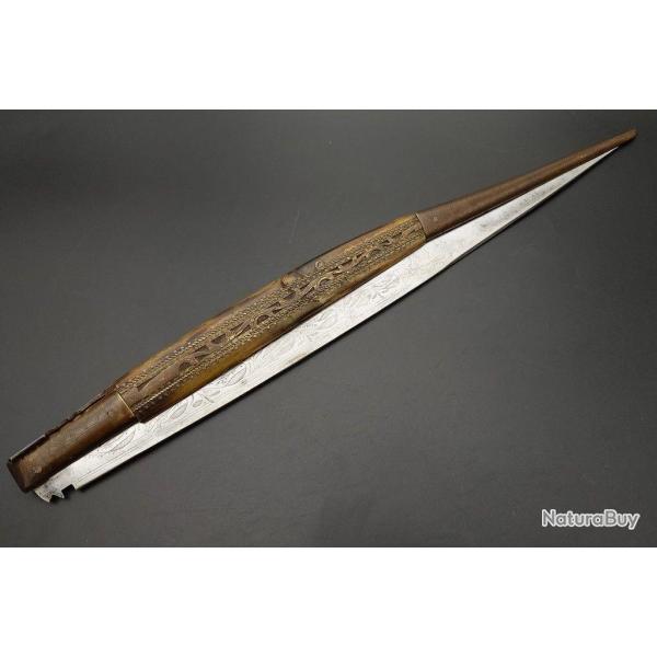IMPOSANT COUTEAU PLIANT NAVAJA ESPAGNOL CATALOGNE DU SUD 86.5CM DATE 1883 - ESPAGNE XIX� Collection 